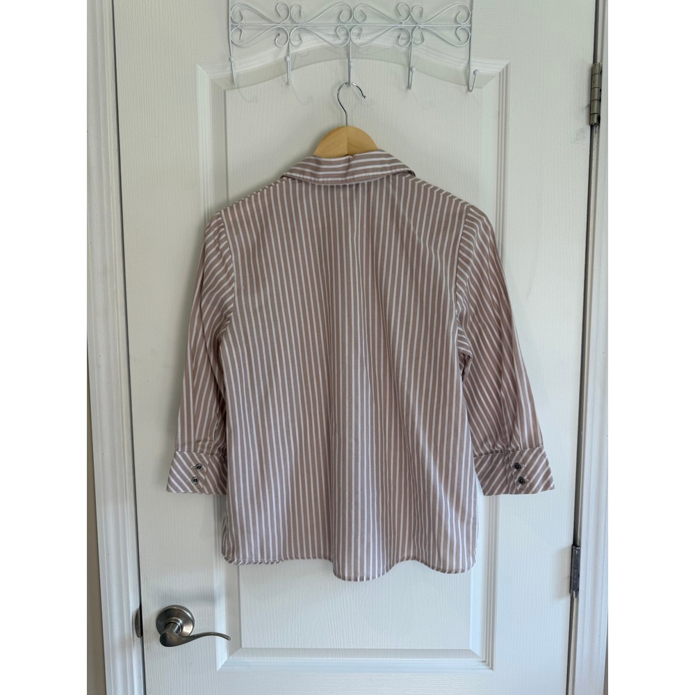 Blair Stripe Button‎ Front Shirt Women's Small Roll Tab Career Coastal Classic - Picture 4 of 9